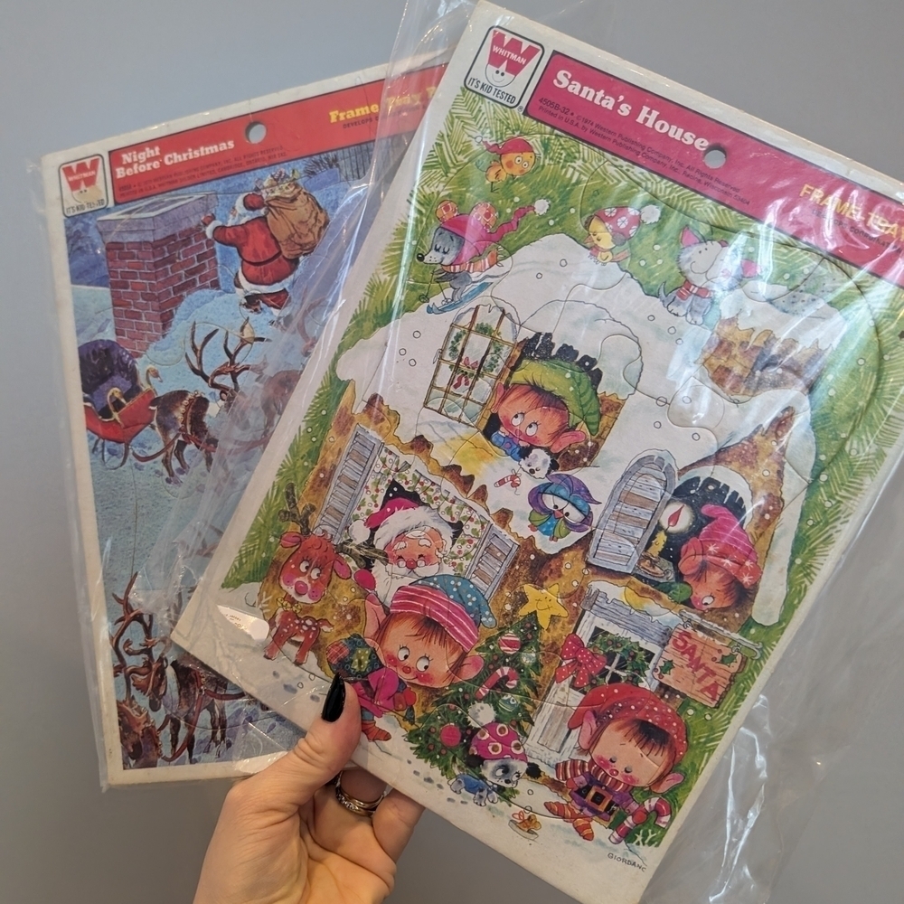 Whitman Christmas Puzzle Set - Santa's House and Night Before Christmas
